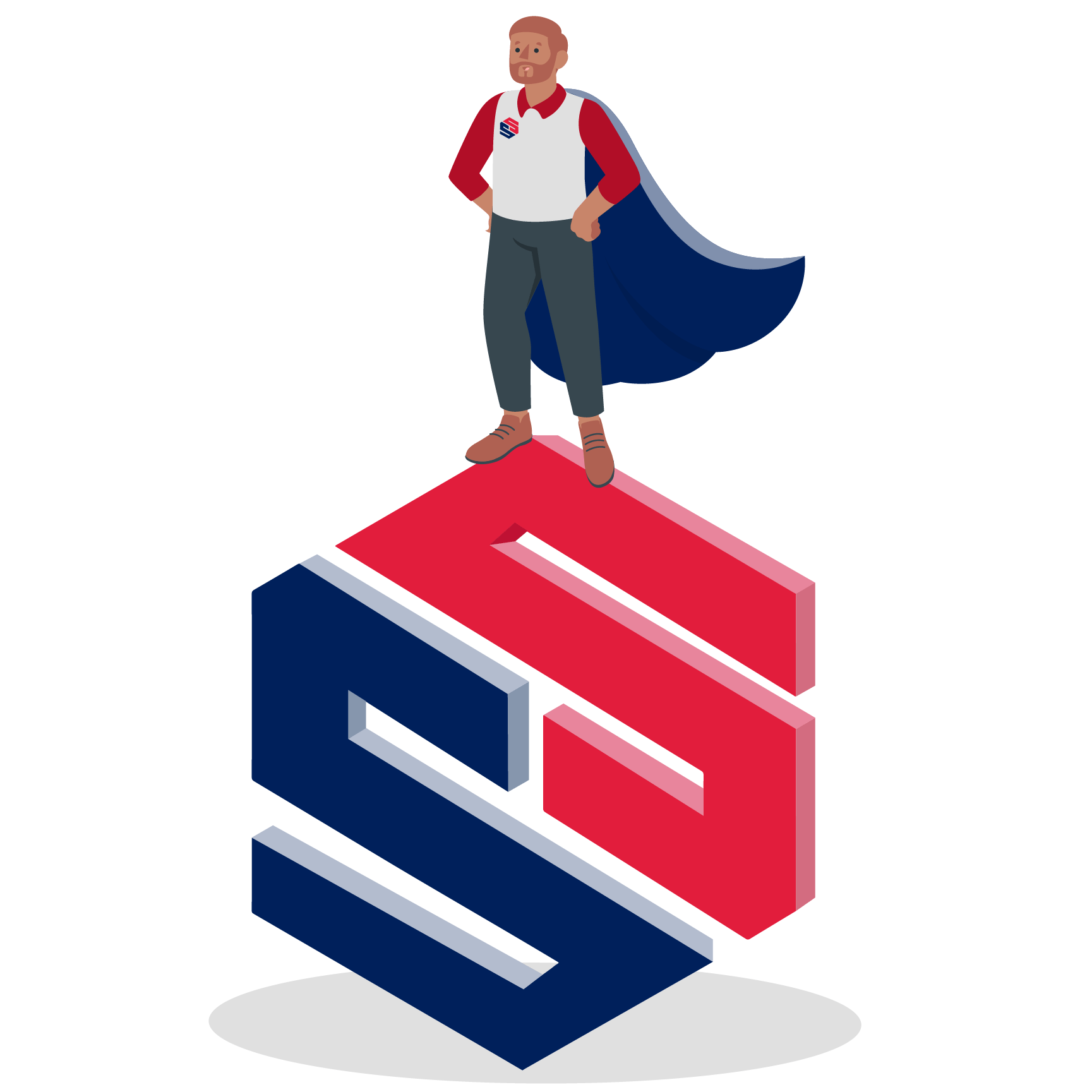 simsip solutions logo with character superhero on top